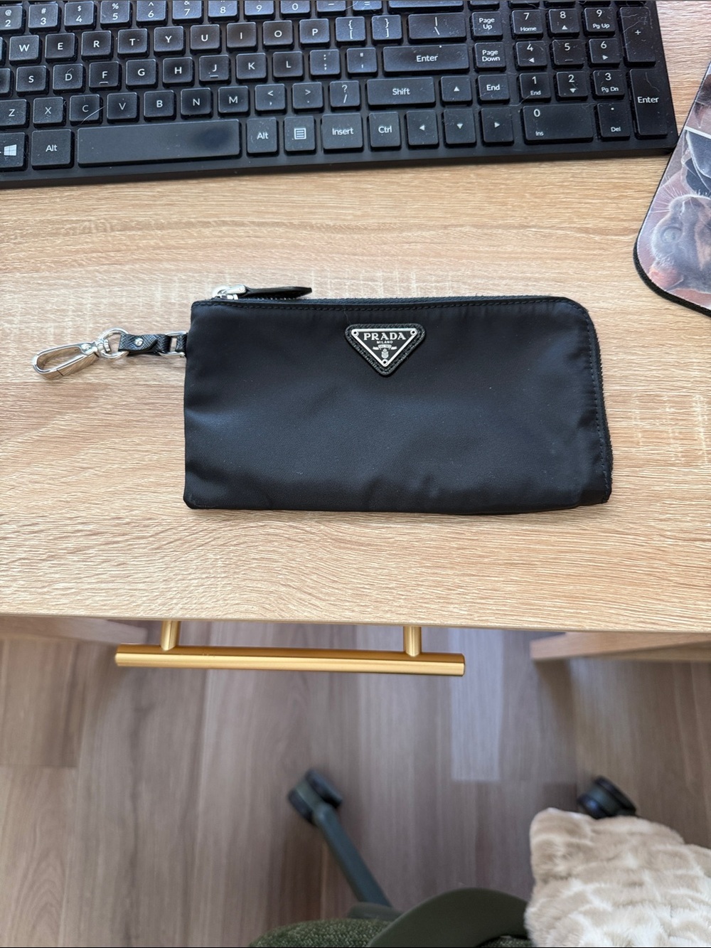 Prada Black Nylon Zip Wristlet / Pouch Wallet
